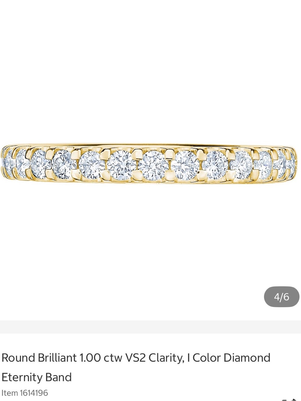 Natural Diamond Eternity Band Size 6 
1 carat total weight 18kt Yellow Gold - Picture 10 of 16